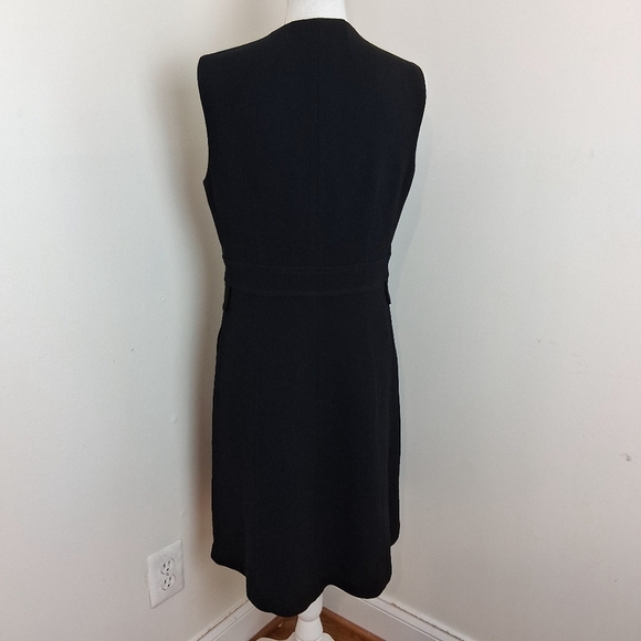 LAFAYETTE 148 NY Black Sleeveless Carlina Zip Front A-Line Dress Size 10 - Picture 4 of 9